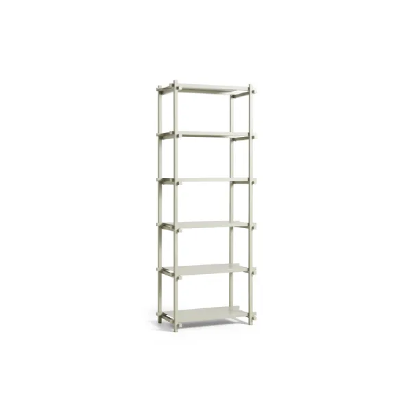 Immagine principale Libreria Woody in faggio grigio fumè con ripiani in acciaio grigio fumè