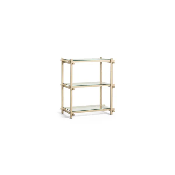 Immagine principale Libreria Woody in rovere saponato con ripiani in vetro trasparente
